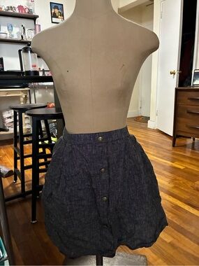 Tuesday of California High-Waist Navy Skirt with Front Button Detail
